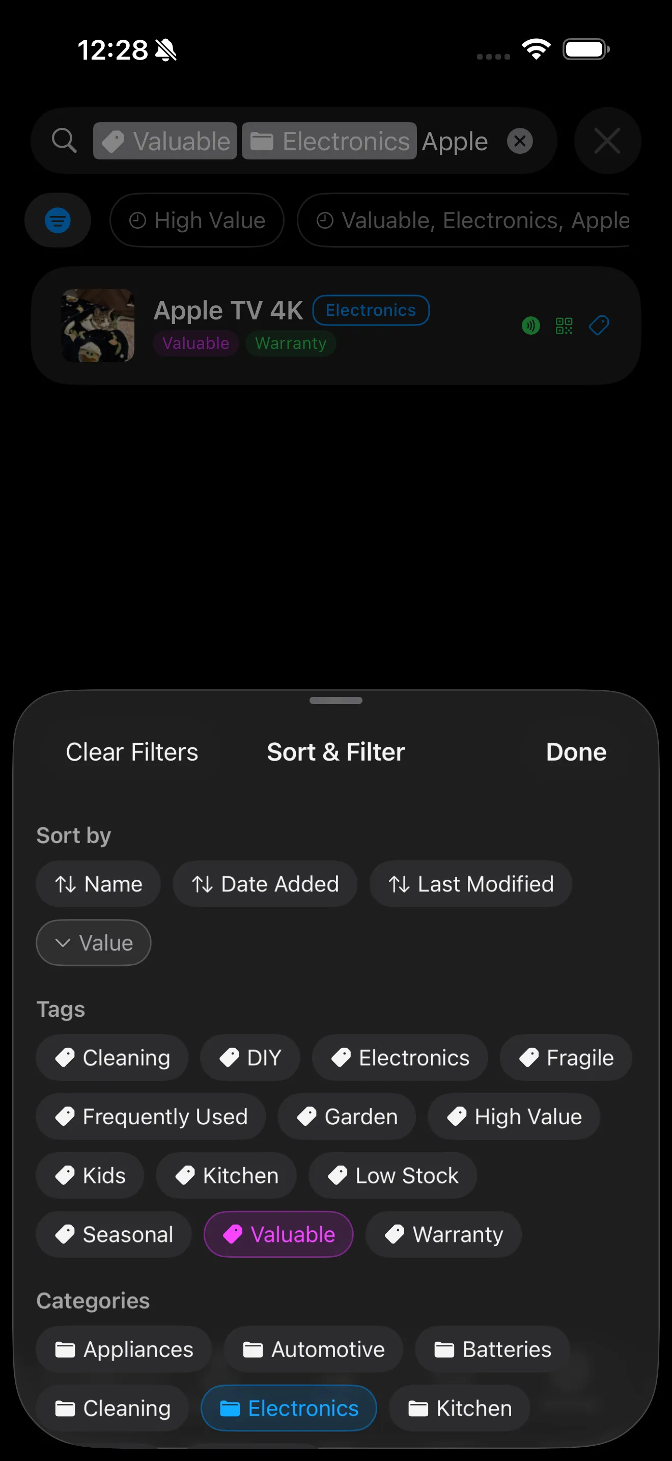 Filter bar showing tag, category, and sort options