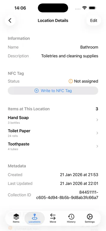 Location with NFC tag
